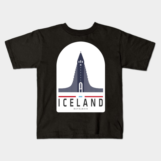 Iceland, Reykjavik Iceland Skyline Sticker Kids T-Shirt by norwayraw